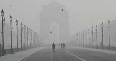 Smog-covered Delhi skyline with reduced visibility due to pollution.