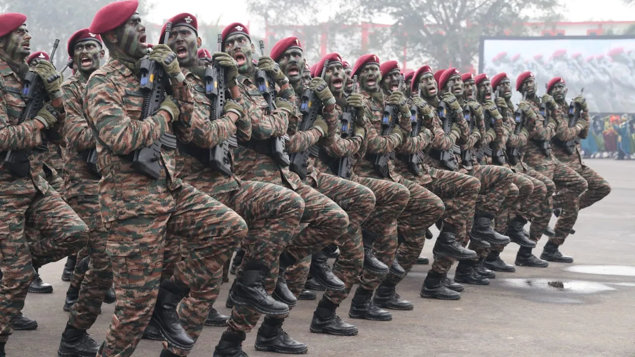 Indian Army personnel and contingents during the historic Army Day Parade 2025 in Pune.