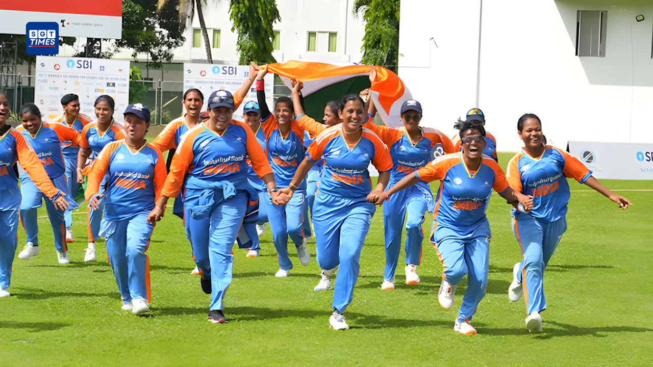 Indian blind women’s cricket team celebrating their T20 World Cup victory.