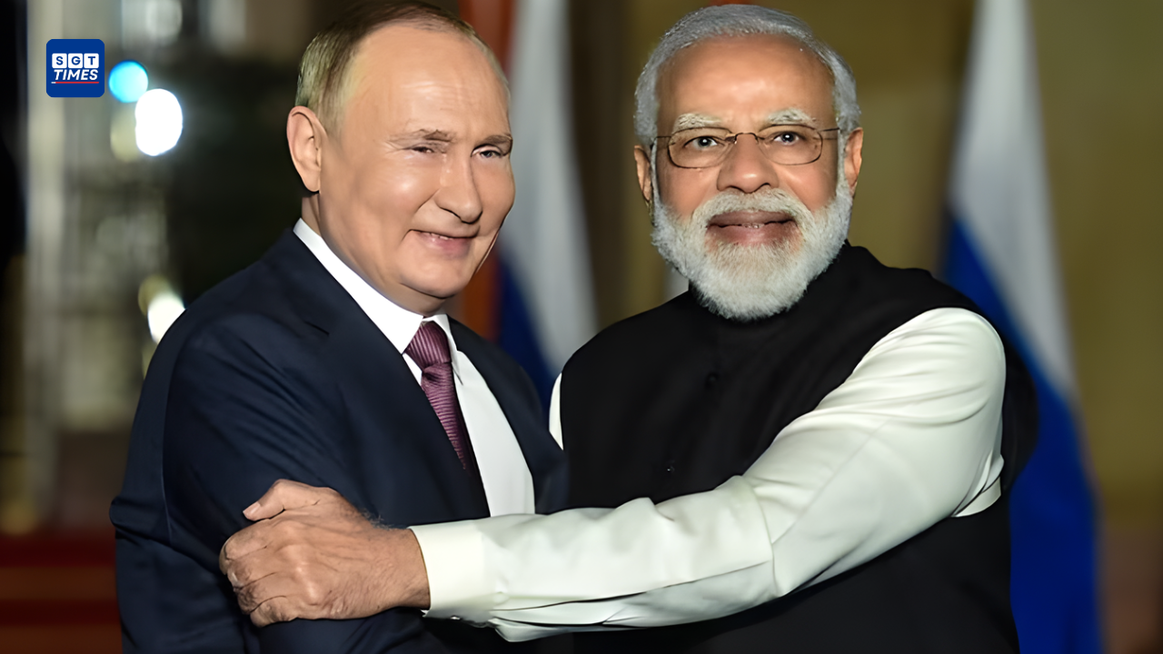 World map showing India, Russia, and the US with oil and trade deal icons.