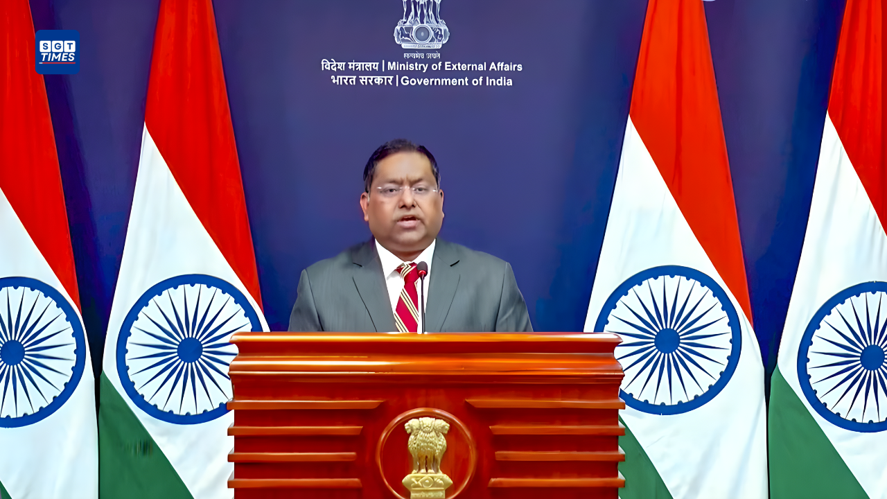 Indian Ministry of External Affairs spokesperson addressing media on Pakistan airstrikes in Afghanistan.