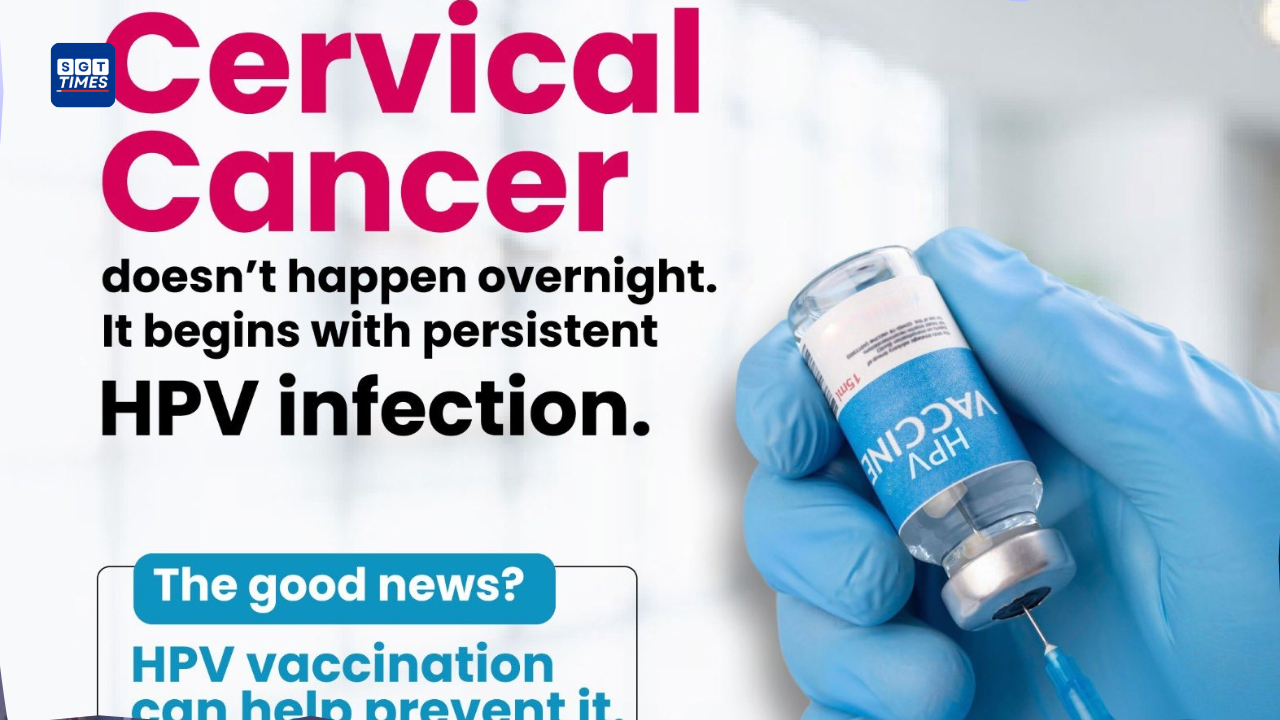 Health workers administering HPV vaccine to adolescent girls during Maharashtra’s statewide vaccination campaign.