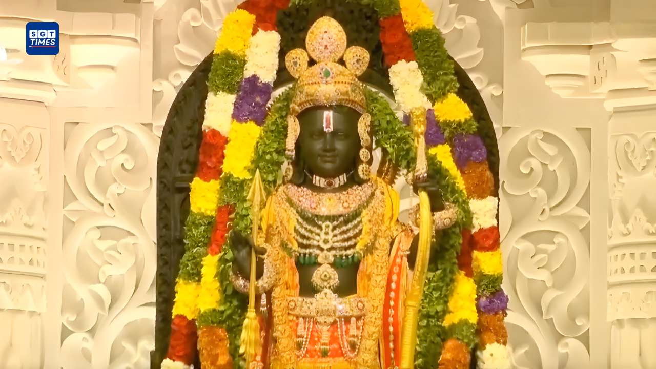 Devotees gathered at Ayodhya temple during Ram Navami celebration