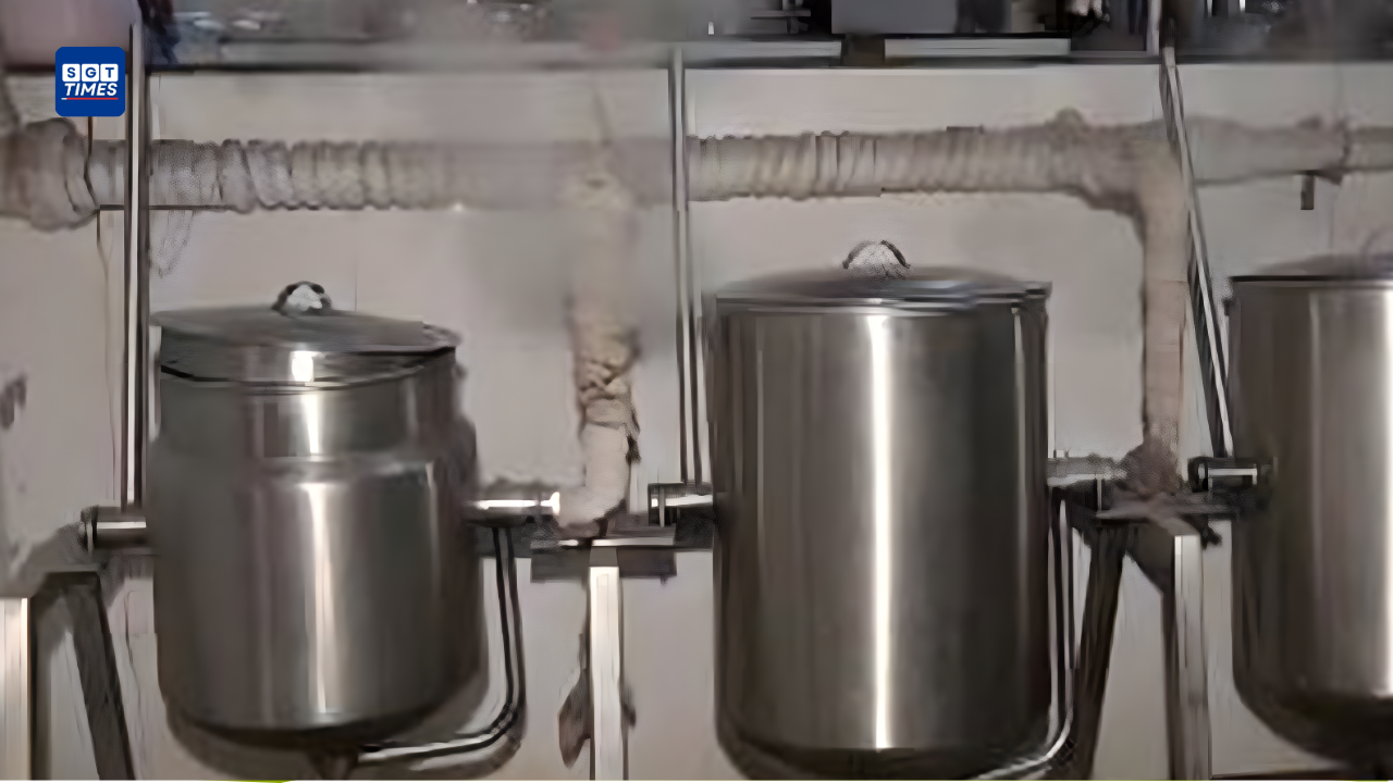 Biomass gasification unit converting dry leaves into fuel at IIT campus