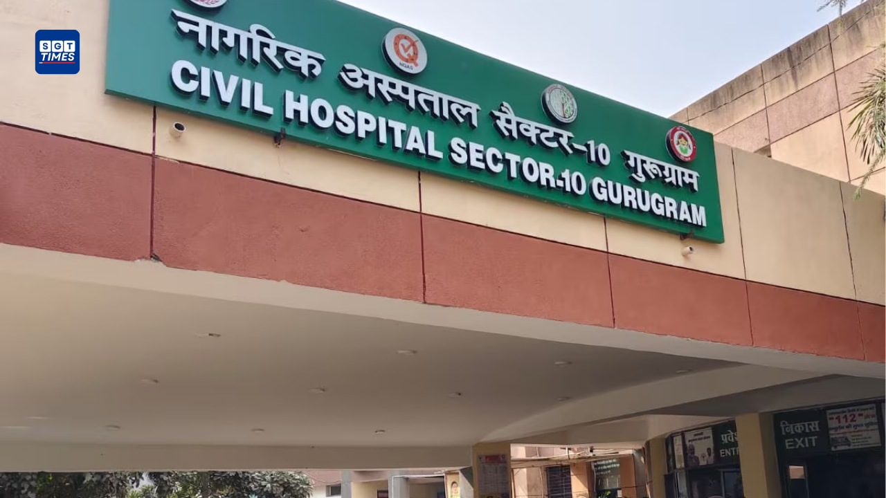 Patients waiting outside OPD counters at Gurugram Civil Hospital Sector 10A.