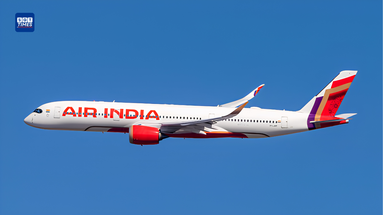 An Air India aircraft parked at an airport as flights to Israel remain suspended.