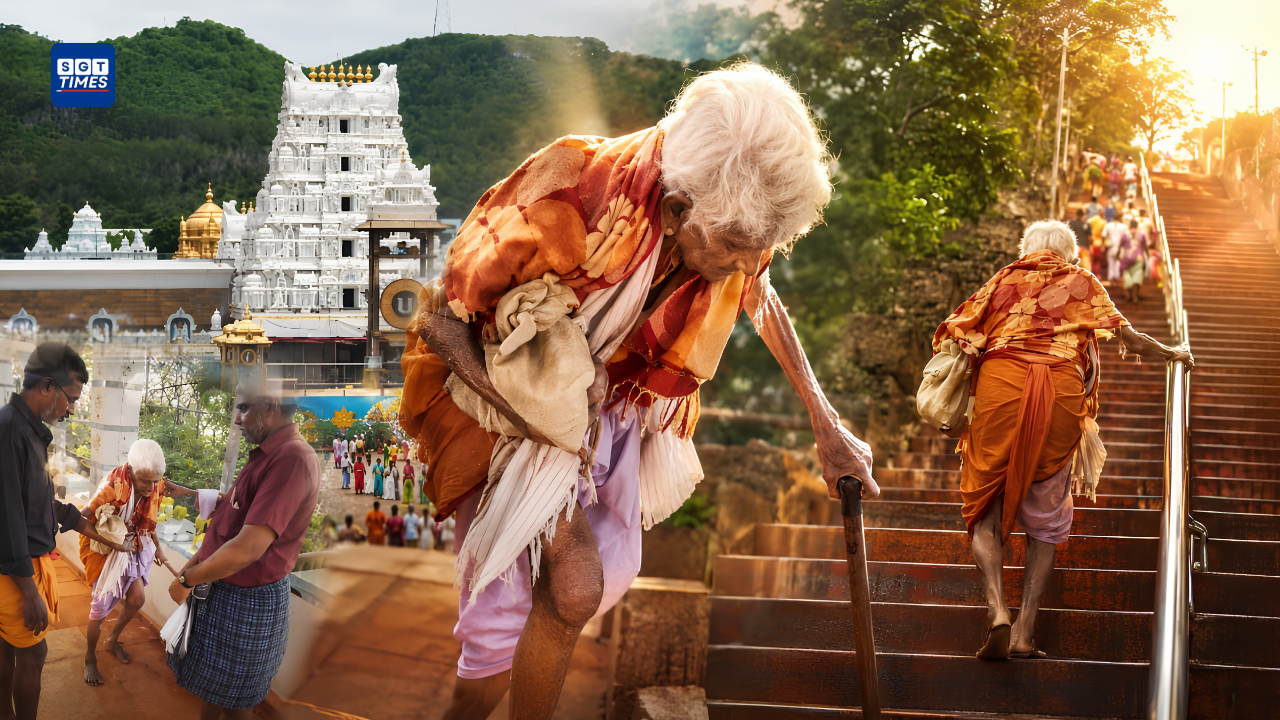 116-year-old devotee Navaneethamma receives a special VIP darshan at Tirumala after completing the foot pilgrimage to Lord Venkateswara Temple.