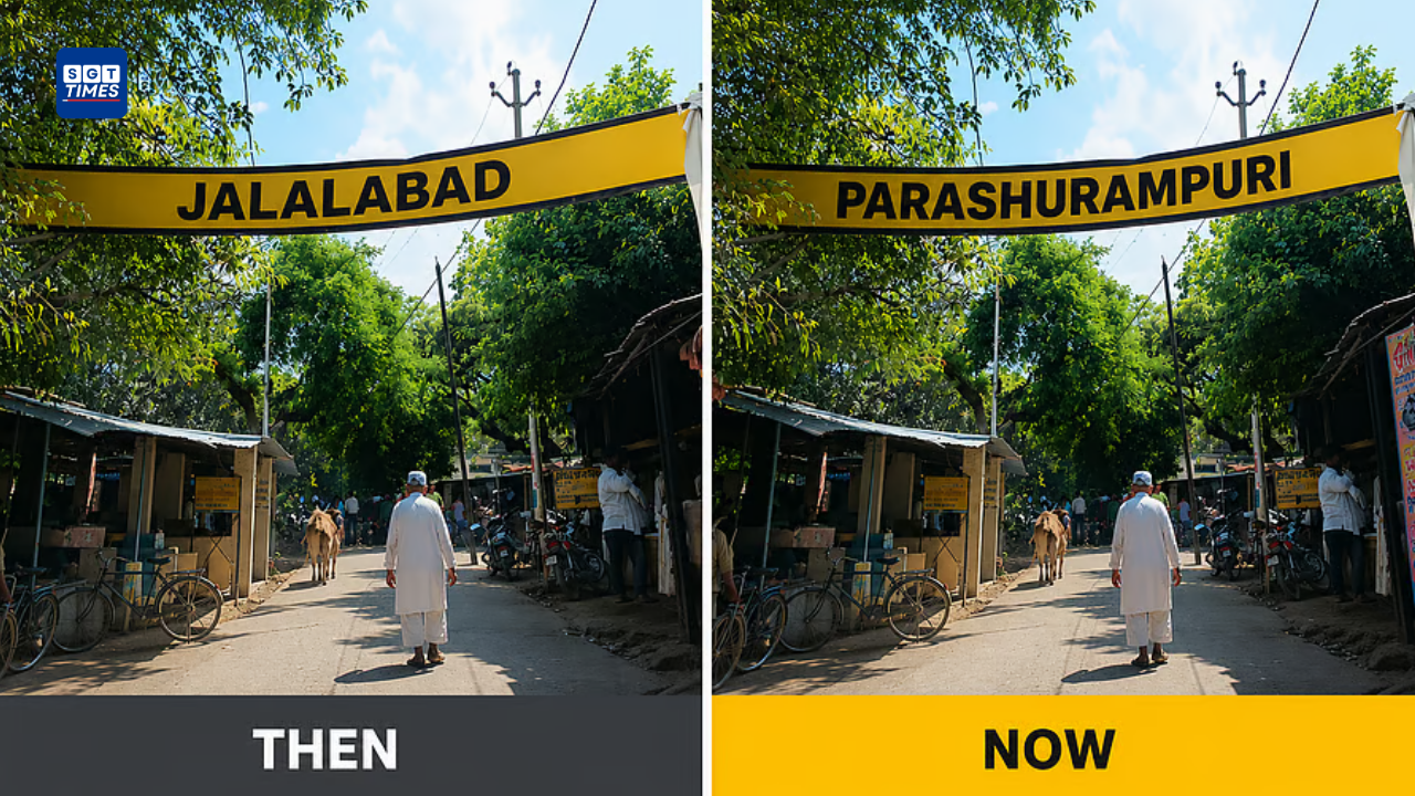 Uttar Pradesh Renames Jalalabad as Parashurampuri Entrance signboard of Jalalabad town in Uttar Pradesh representing its new official name, Parashurampuri.