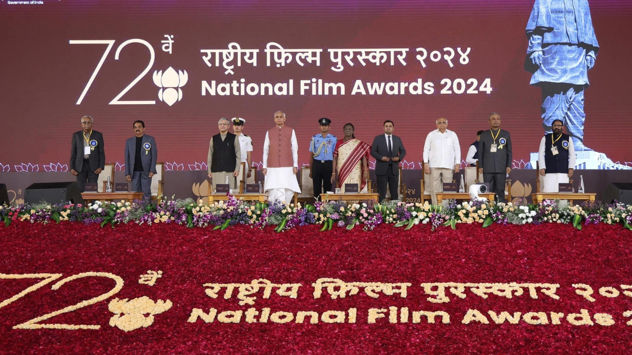 President Murmu Presents 72nd National Film Awards in Gujarat President Droupadi Murmu presenting the 72nd National Film Awards to Indian cinema award winners in Gujarat.
