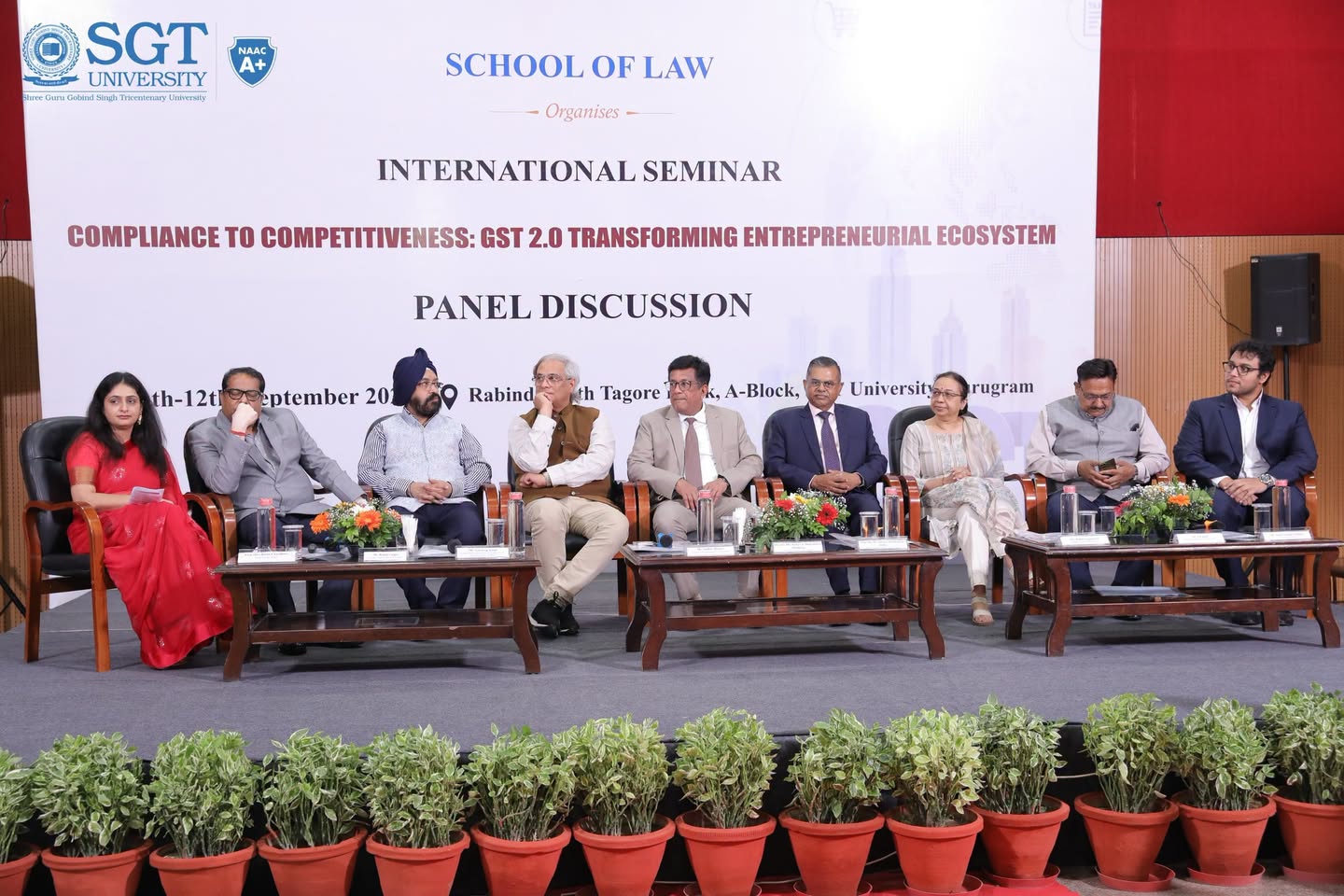 SGT University Hosts International Seminar on GST 2.0, Compliance and Competitiveness Chief Justice A. Muhamed Mustaque addressing students during GST seminar at SGT University