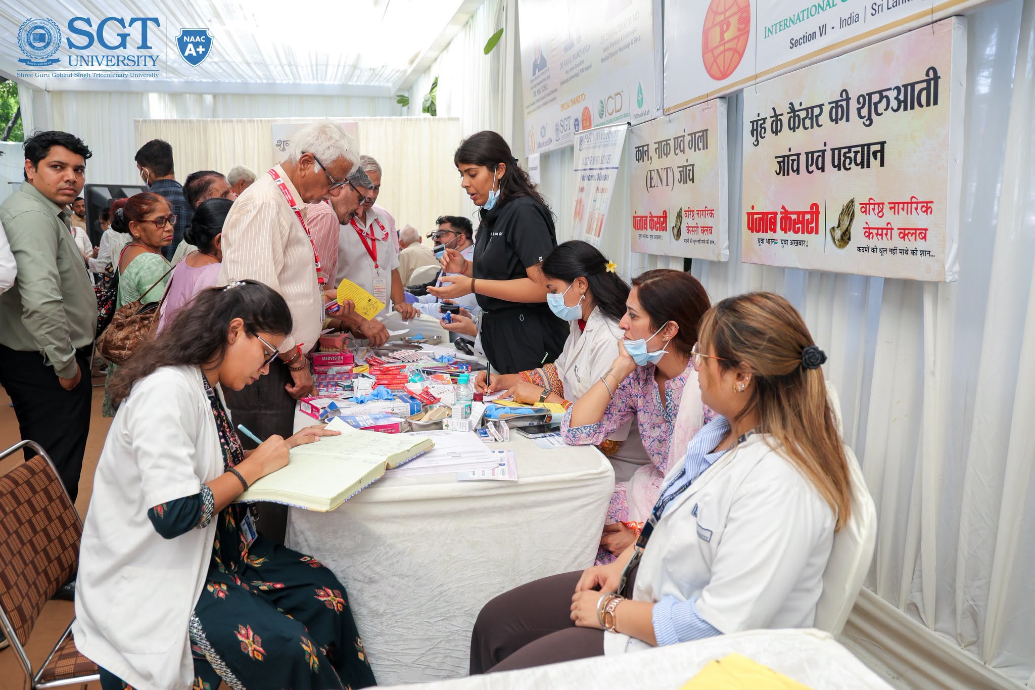 SGT University healthcare team providing services during senior citizens health camp in New Delhi SGT University healthcare team providing services during senior citizens health camp in New Delhi