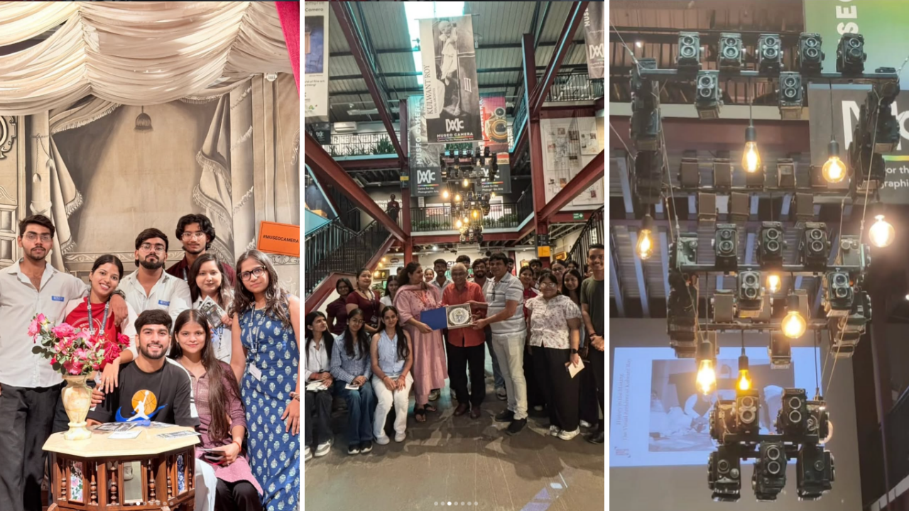 SMCF Students Explore Photography and Visual Storytelling at Museo Camera MCF students exploring cameras and photography archives during visit to Museo Camera in Gurugram