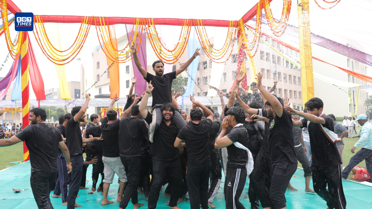 SGT University Celebrates Dahi Handi with Festive Spirit SGT University students participating in a Dahi Handi celebration at the University Cultural Ground on September 2, 2026.