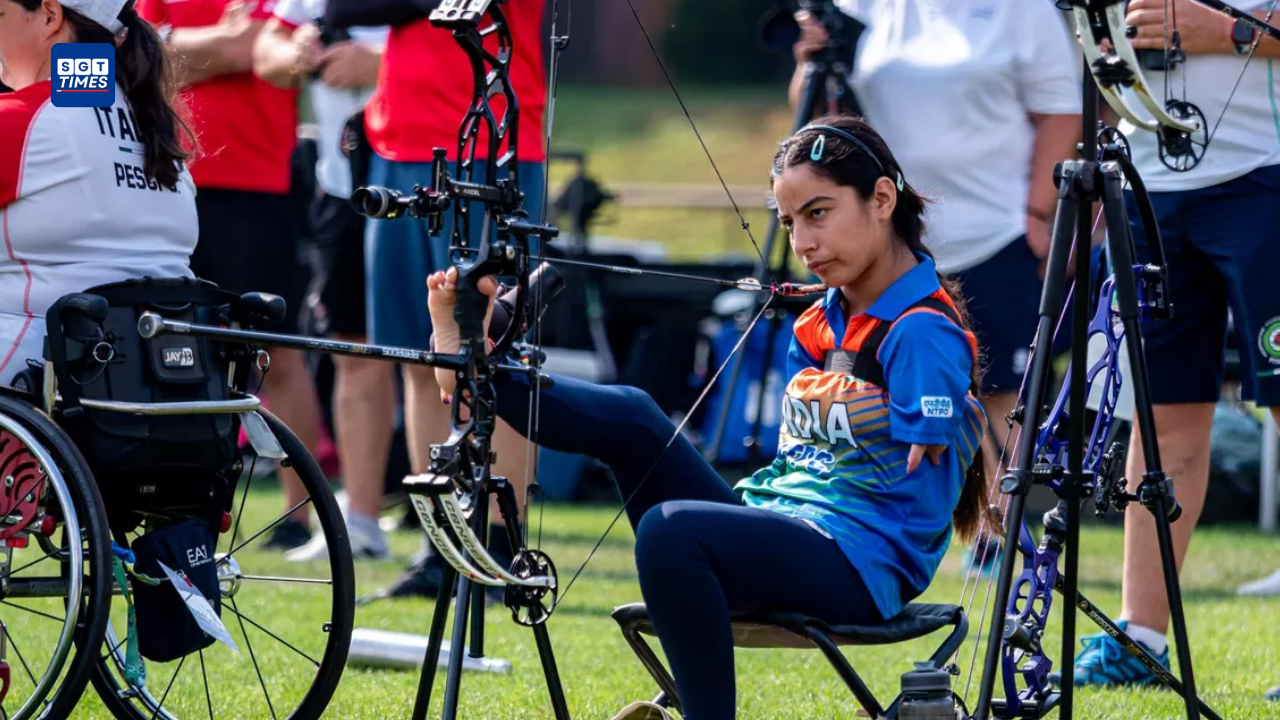 Para archers competing at the Hyundai World Archery Para Series in Ahmedabad, India.
