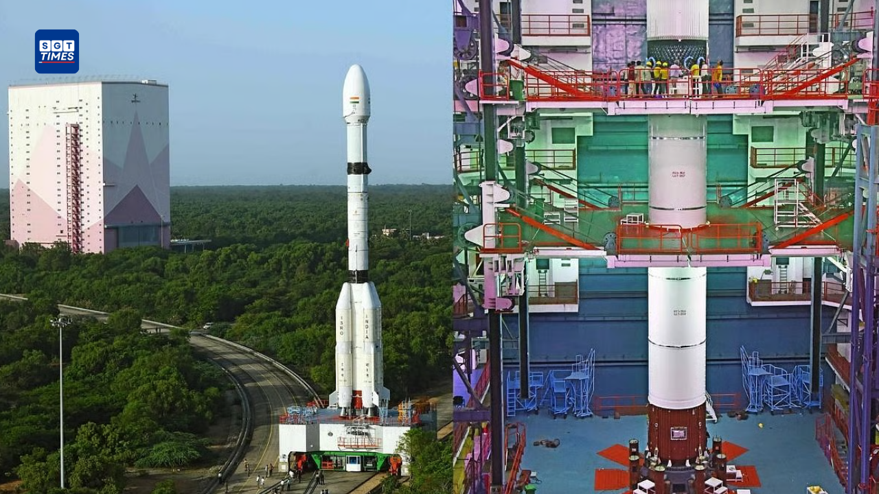 GSLV-F17 rocket carrying the EOS-05 Earth observation satellite prepared for launch from Sriharikota.