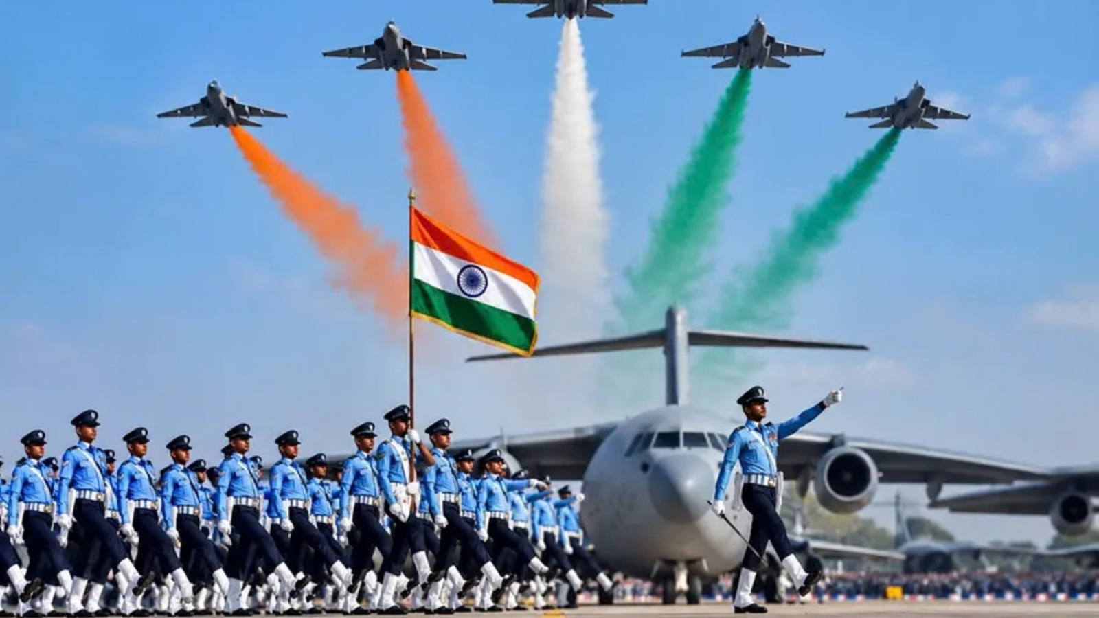 Indian Air Force aircraft during an Air Force Day celebration